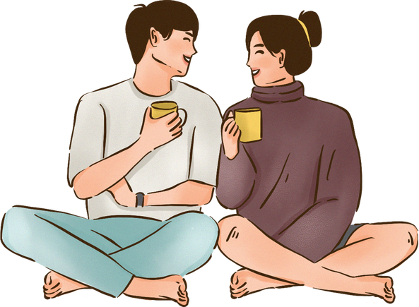Manhwa Inspired Romantic Couple Enjoying Coffee Together