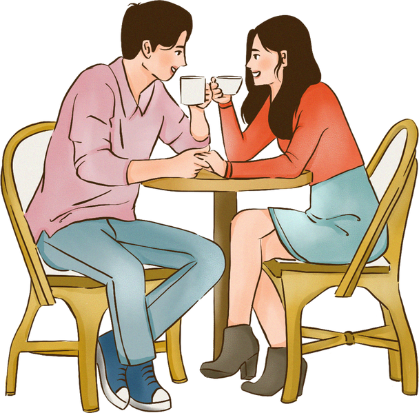Manhwa Inspired Romantic Couple Having Coffee Date